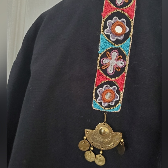 Embroidered Western Boho Black Crop Bolero Jacket Women's Size S/M - Picture 5 of 11